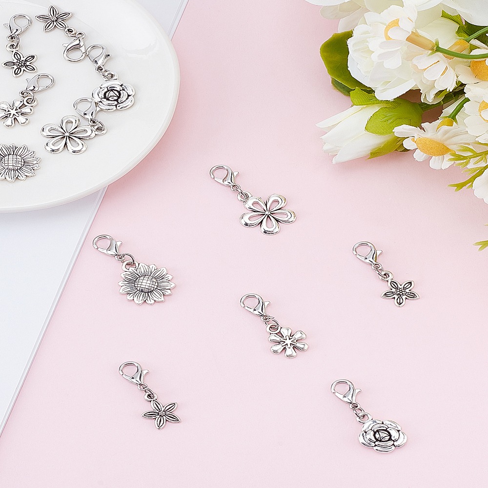 Lobster Clasp Silver - 12 Peças de Pingentes de Liga