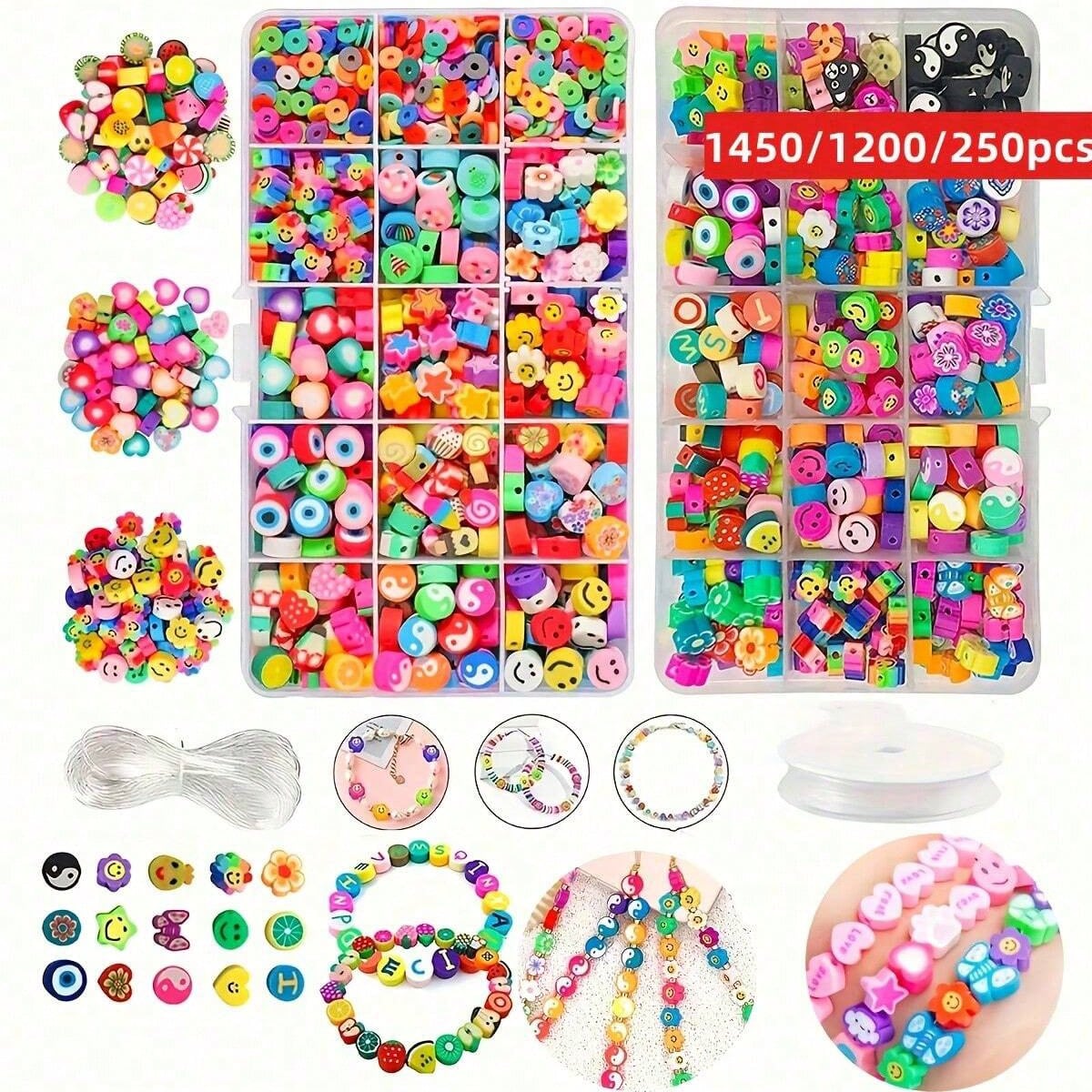 Jewelry Making Yarn - Conjunto de 1450/1200/250 peças de Contas