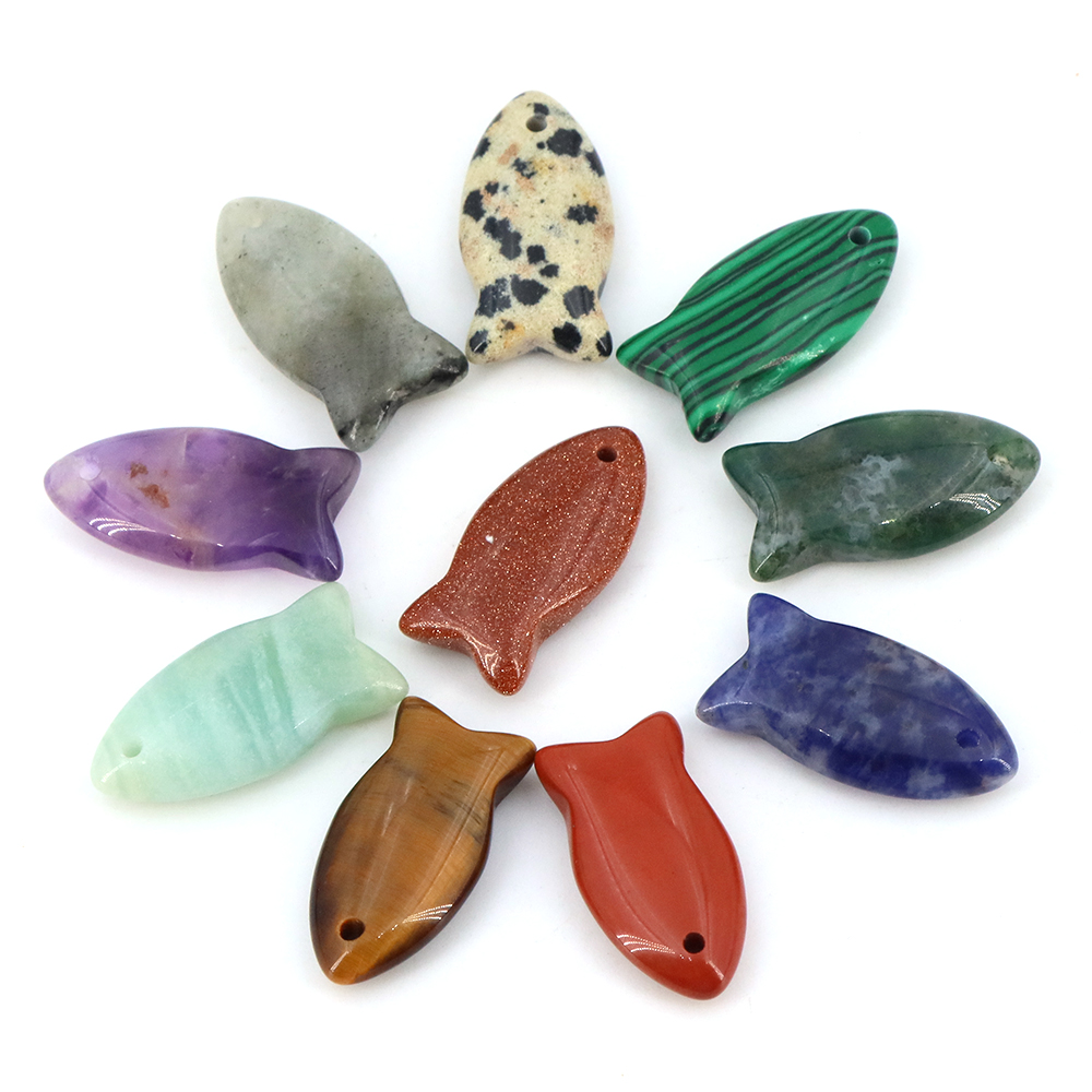 Contas de peixe fofas, pedra n - Jewelry Making Gemstones avaliação e preço